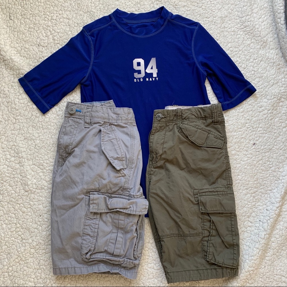 Boy’s rash guard and 2 coordinating cargo shorts